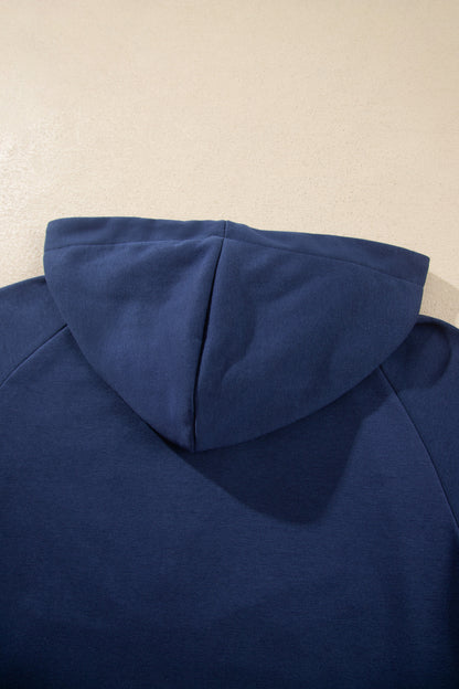 Navy Blue Long Sleeve Zip-Up Top Elastic Waist Skort Set