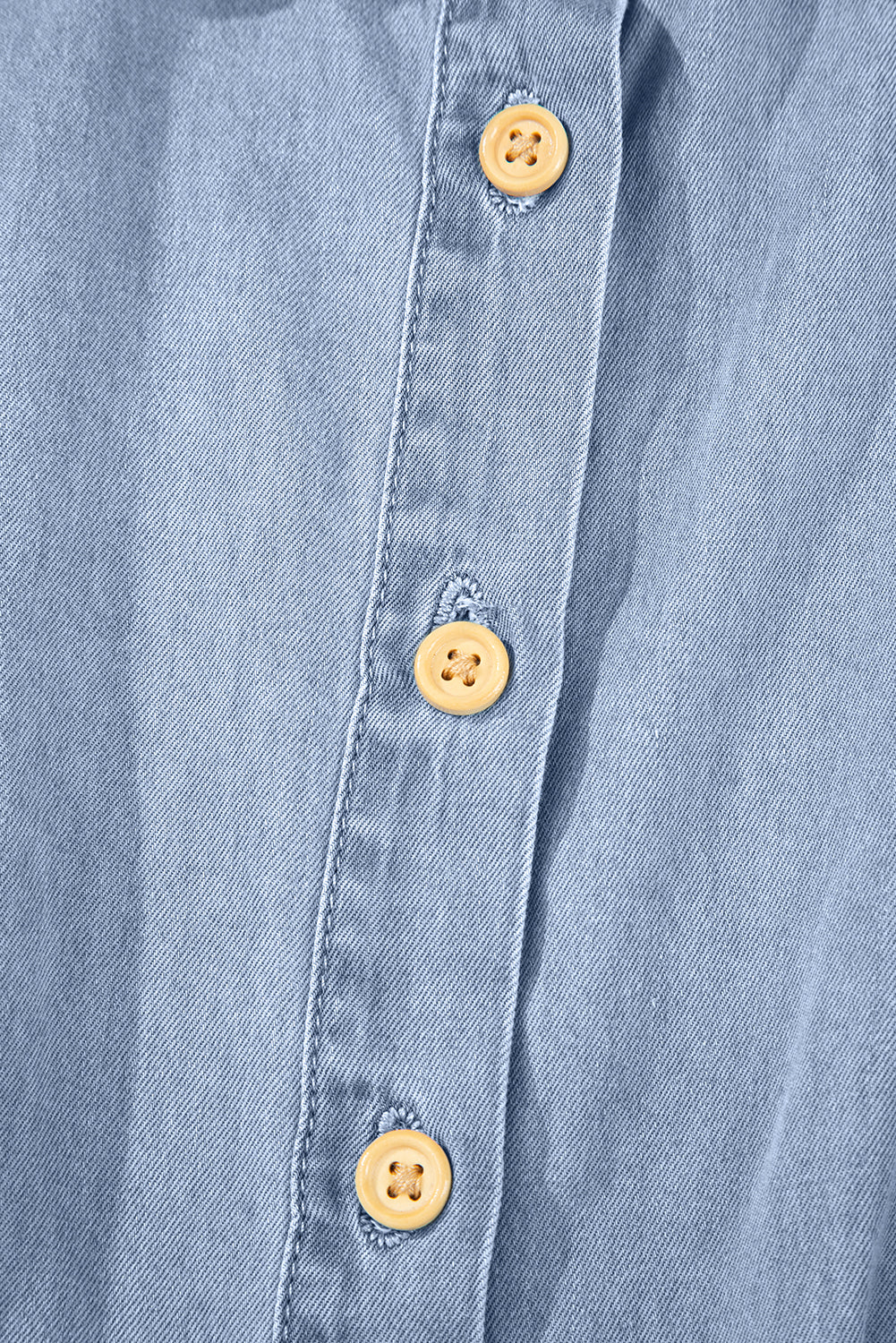 Myosotis Denim Pleated Slim Waist Short Sleeve Shirt Dress