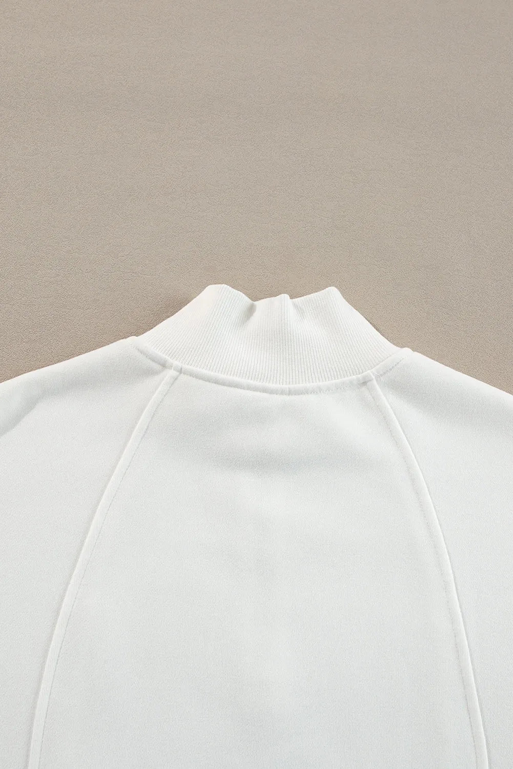 Tops/Sweatshirts & Hoodies White Zipped Neck Pullover Drop Shoulder Sweatshirt