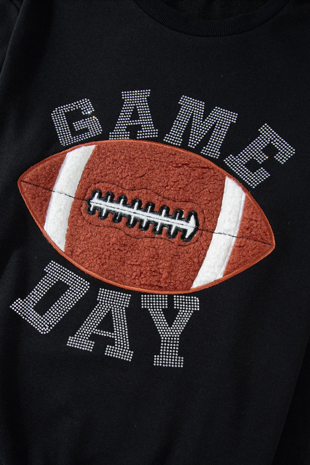 Black GAME DAY Rugby Football Graphic Pullover and Shorts Casual Outfit - Chic Meadow Boutique 