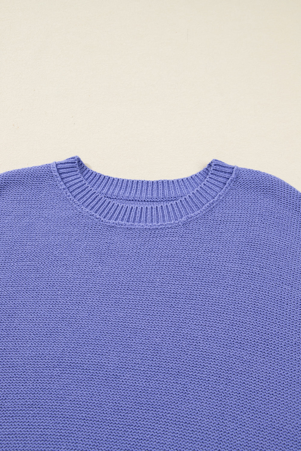 Wisteria Plus Size Striped Trim Drop Shoulder Knit Loose Sweater