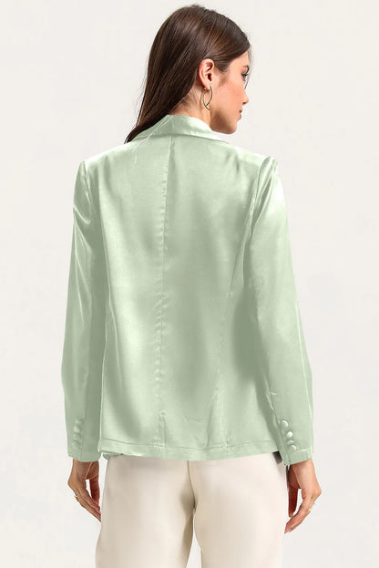 Green Collared Neck Single Breasted Blazer with Pockets - Chic Meadow Boutique 