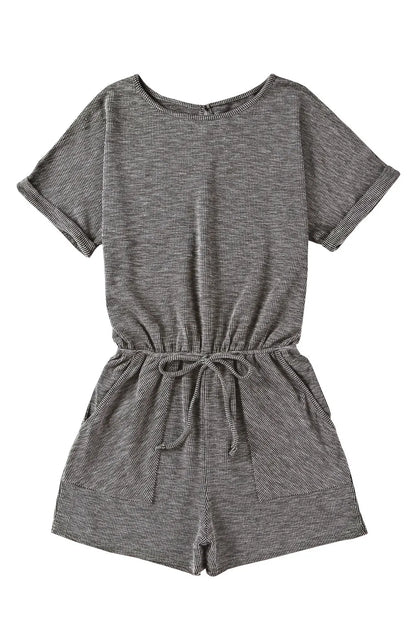 Bottoms/Jumpsuits & Rompers Gray Ribbed Elastic Waist Romper