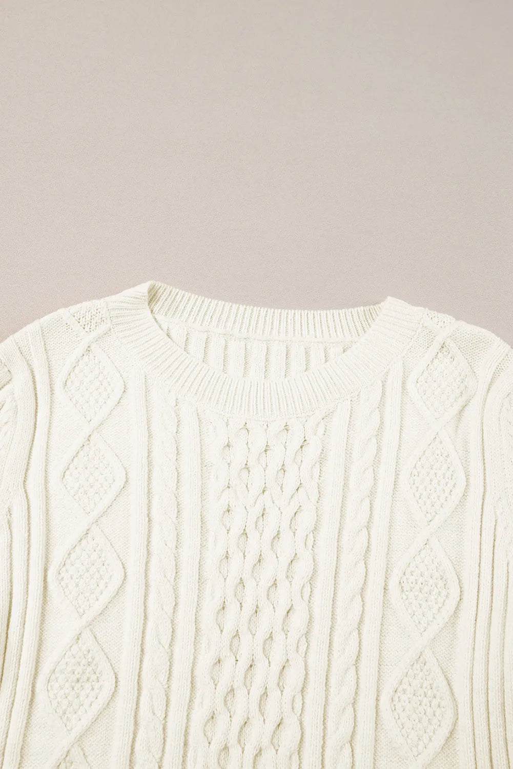 White Cable Knit Cropped Sweater - Chic Meadow Boutique 