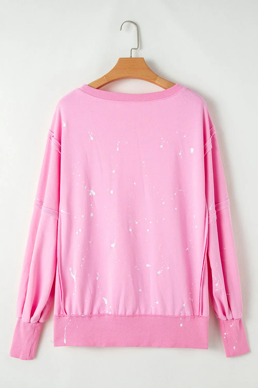 Bonbon Splash Spots Exposed Seam Baggy Sweatshirt - Chic Meadow Boutique 