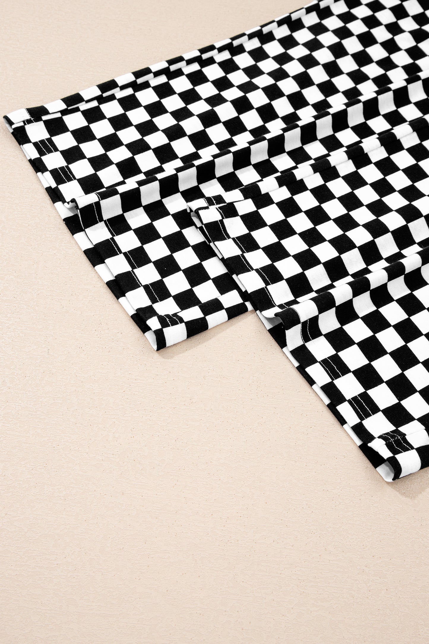 Black Checkered Print Half Sleeve Tee 2pcs Lounge Pant Set