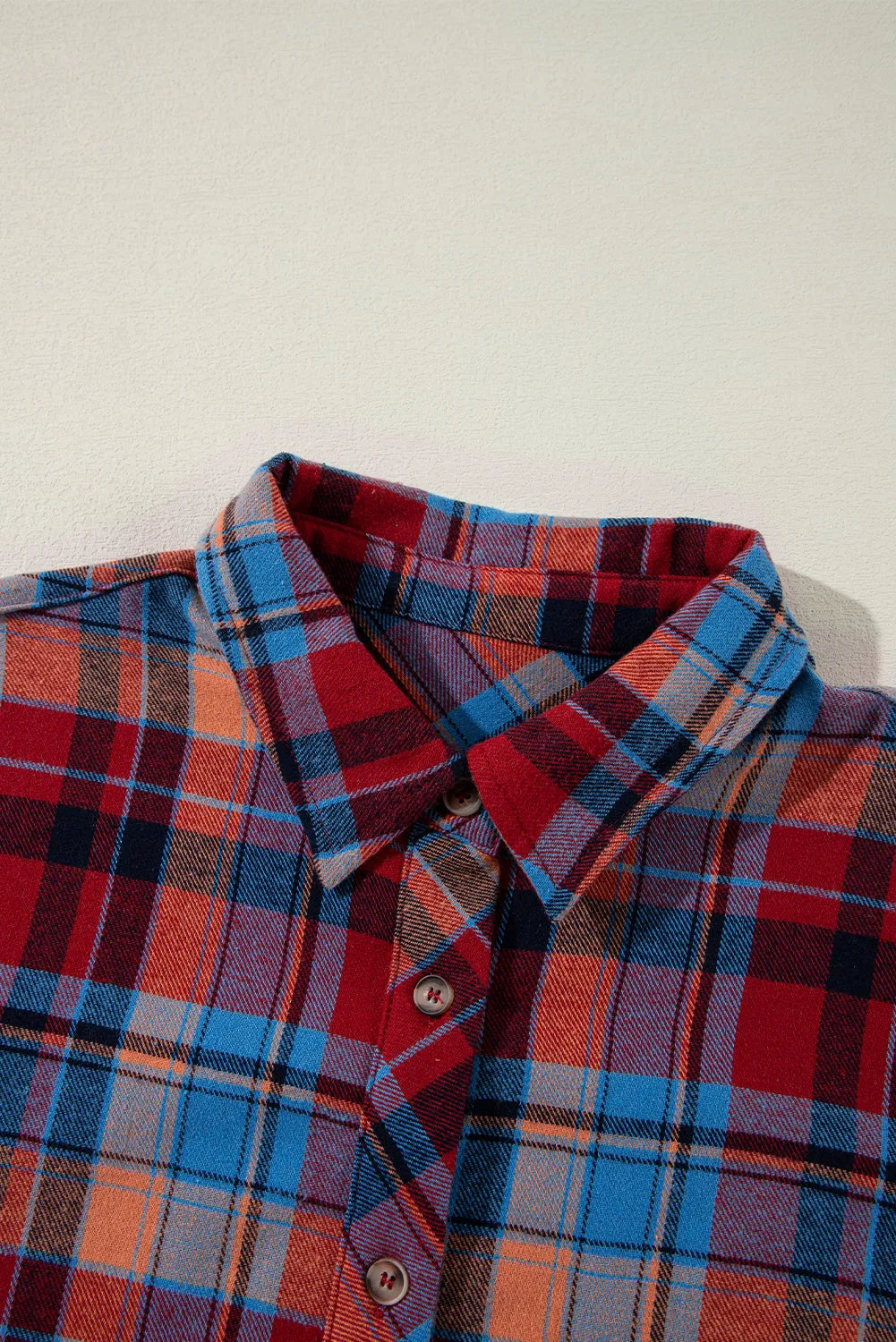 Red Plaid Print Loose Vintage Shirt - Chic Meadow Boutique 