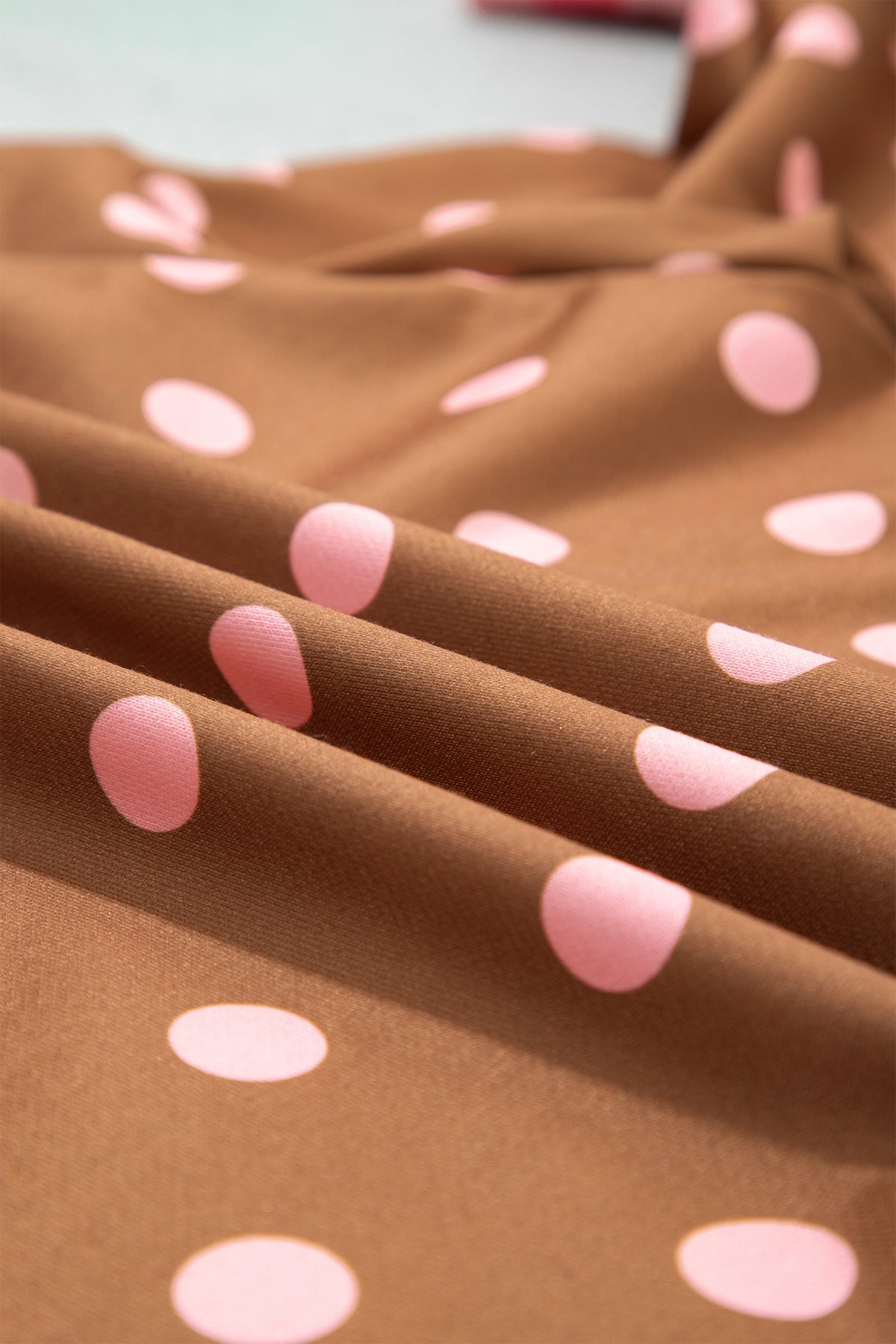 Brown Polka Dot Colorblock Round Neck Pullover Sweatshirt