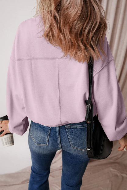 Orchid Petal Exposed Seam Batwing Sleeve Drop Shoulder Sweatshirt - Chic Meadow Boutique 