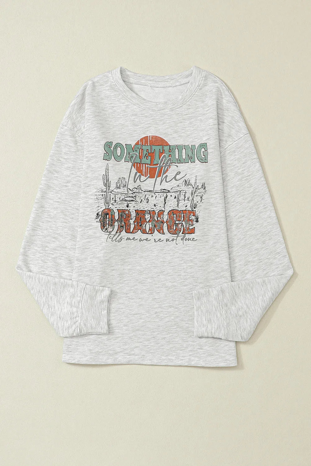 Gray SOMETHING ORANGE Graphic Relaxed Sweatshirt - Chic Meadow Boutique 