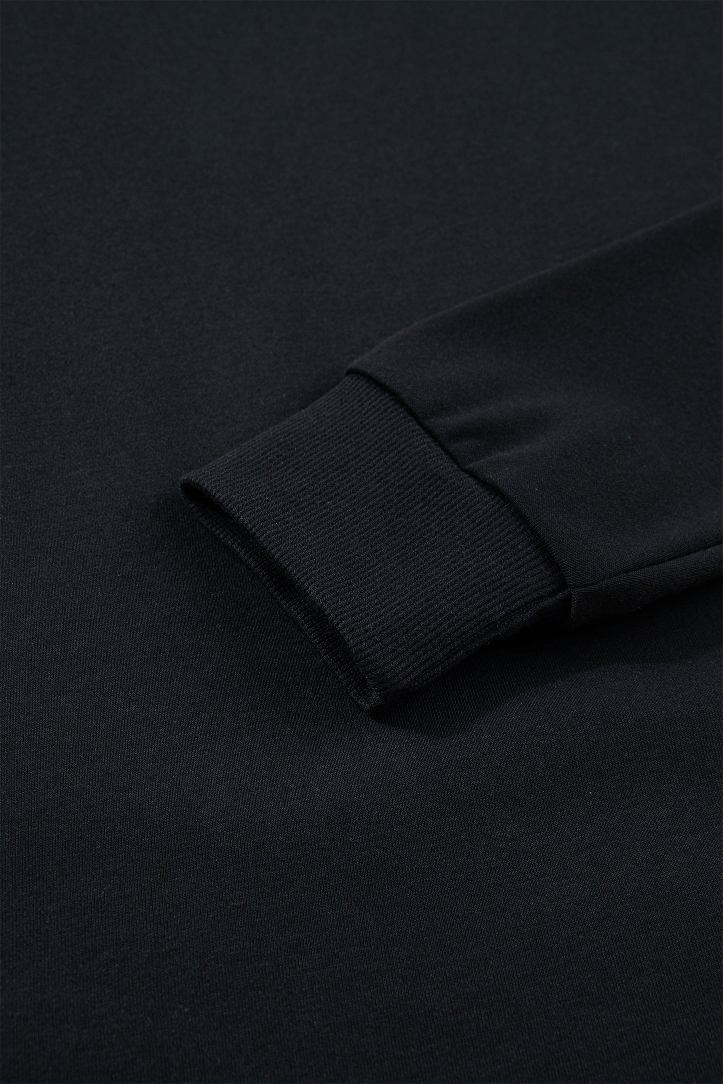 Black Solid Color Dropped Shoulder Long Sleeve Top
