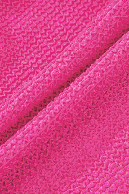 Iceland Blue Textured Color Block Patchwork One Piece Swimsuit