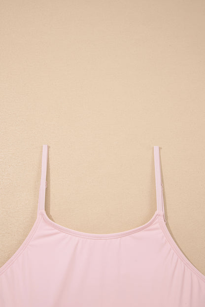Pink Plus Size Build-in Shorts Sleeveless Dress With Short Two Piece Set
