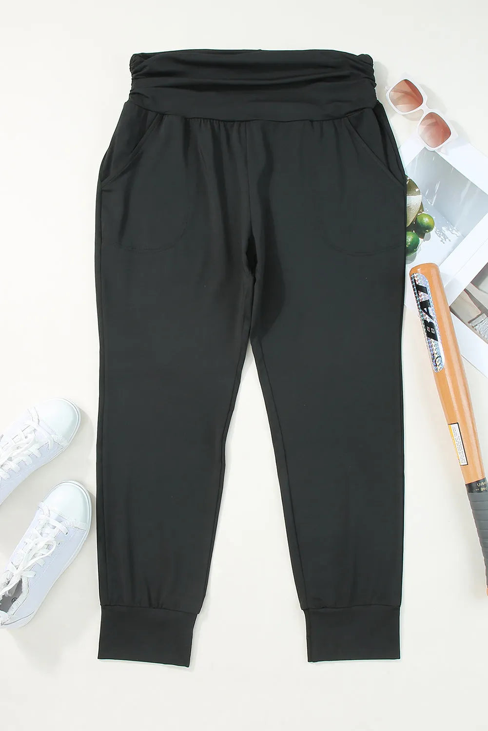 Black Plus Size High Waist Pocketed Skinny Pants - Chic Meadow Boutique 