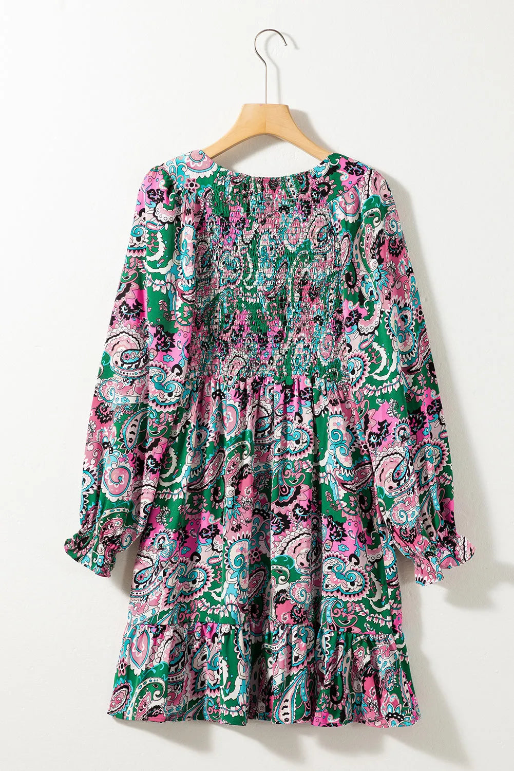 Boho Paisley Print Ruffle Hem Dress - Chic Meadow Boutique 