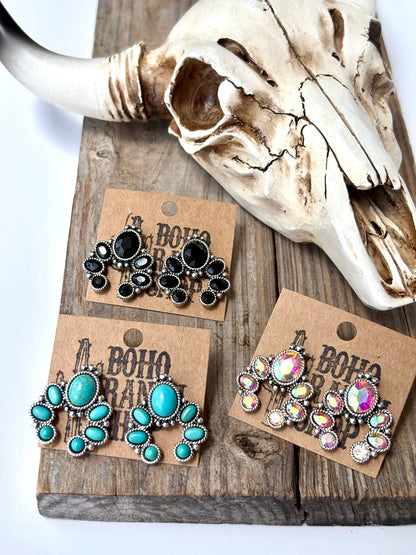Squash Blossom Turquoise Stone Stud Earrings