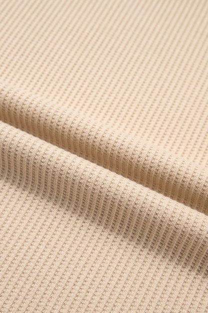 Gray Morn Leopard Sleeve Waffle Knit Split Hem Top