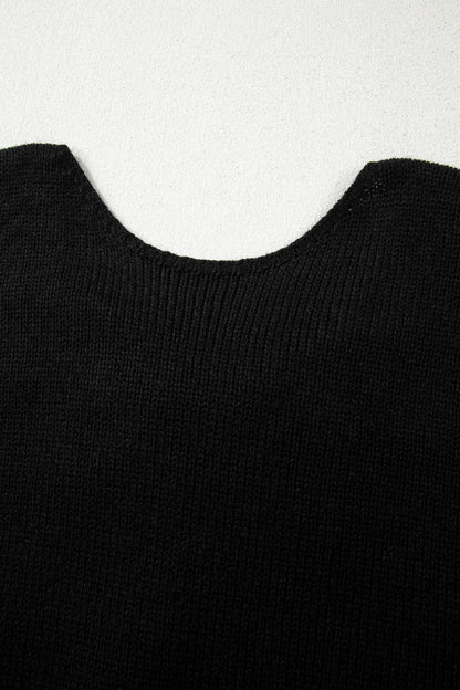 Black Festive Bow Backless Bubble Sleeve Sweater