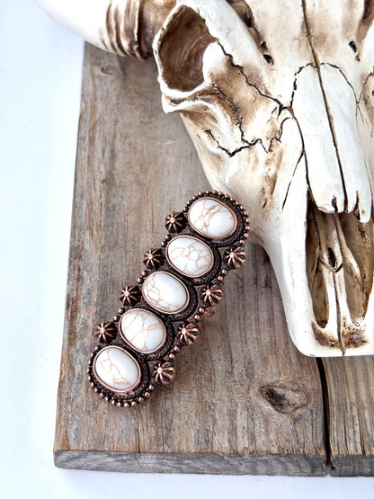Western Concho Chunky Cuff Ring with Stone