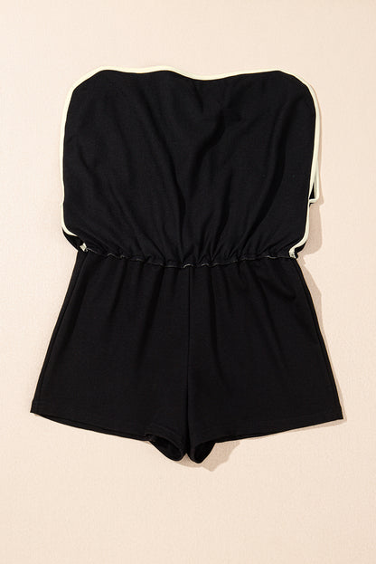 Black Colorblock Edge Drop Shoulder T Shirt and Skort 2Pcs Set