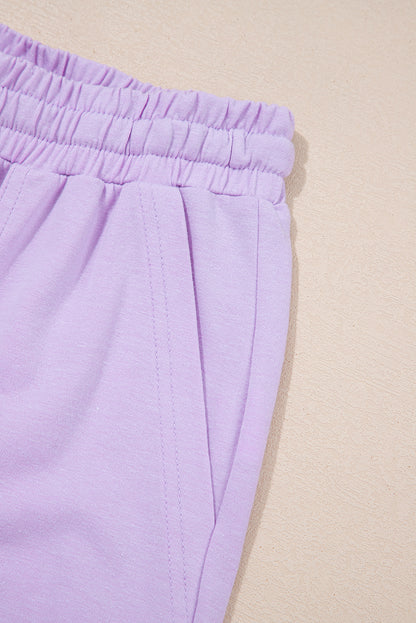 Orchid Petal Mineral Wash Casual Round Neck Tank and Straight Loose Drawstring Pants Set