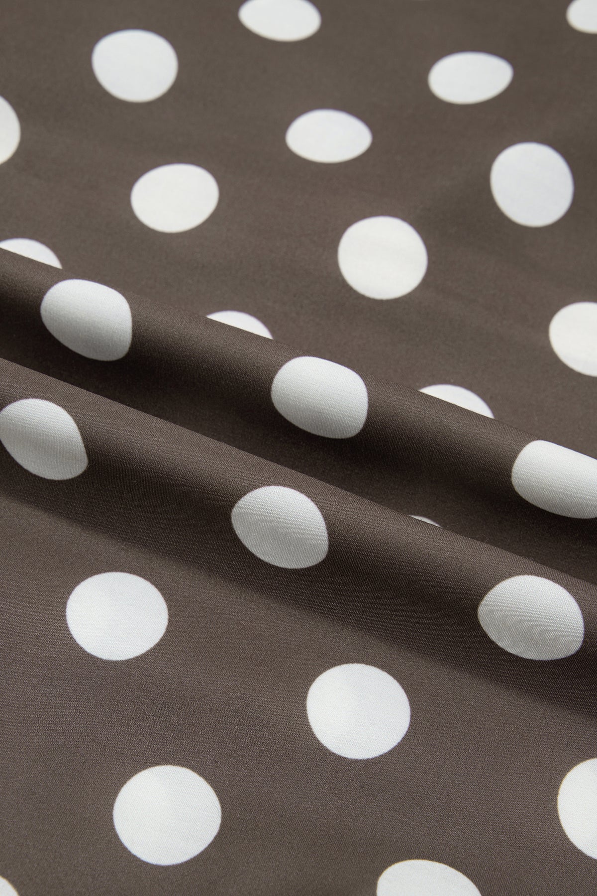 Brown Polka Dot Contrast Detail Zip-Up Long Sleeve Shacket