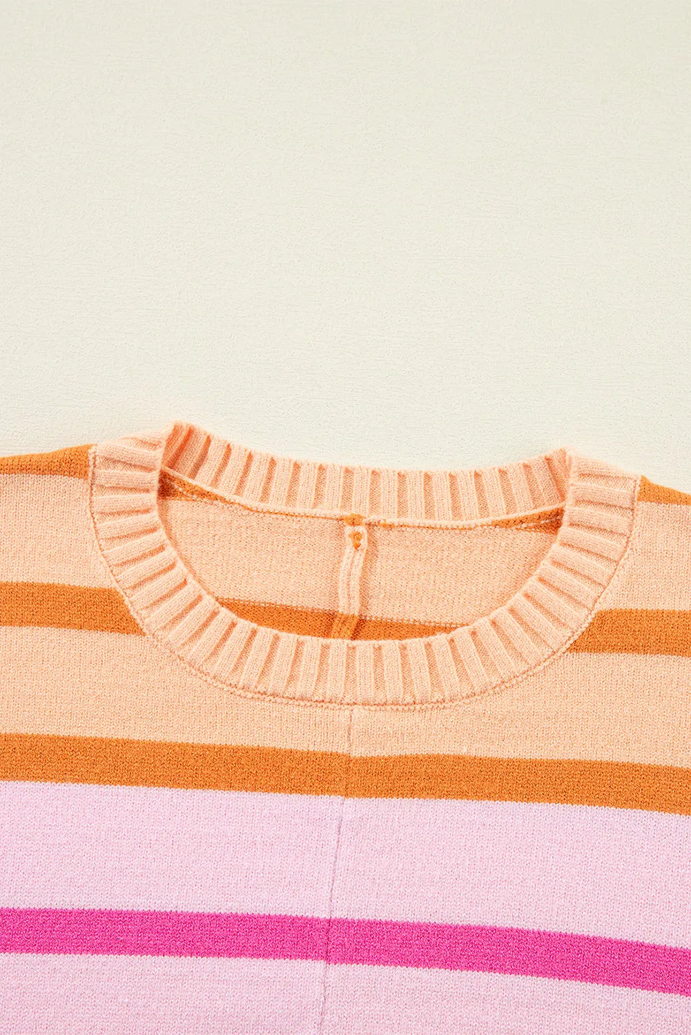 Multicolour Gradient Striped Ribbed Edge Loose Sweater - Chic Meadow Boutique 