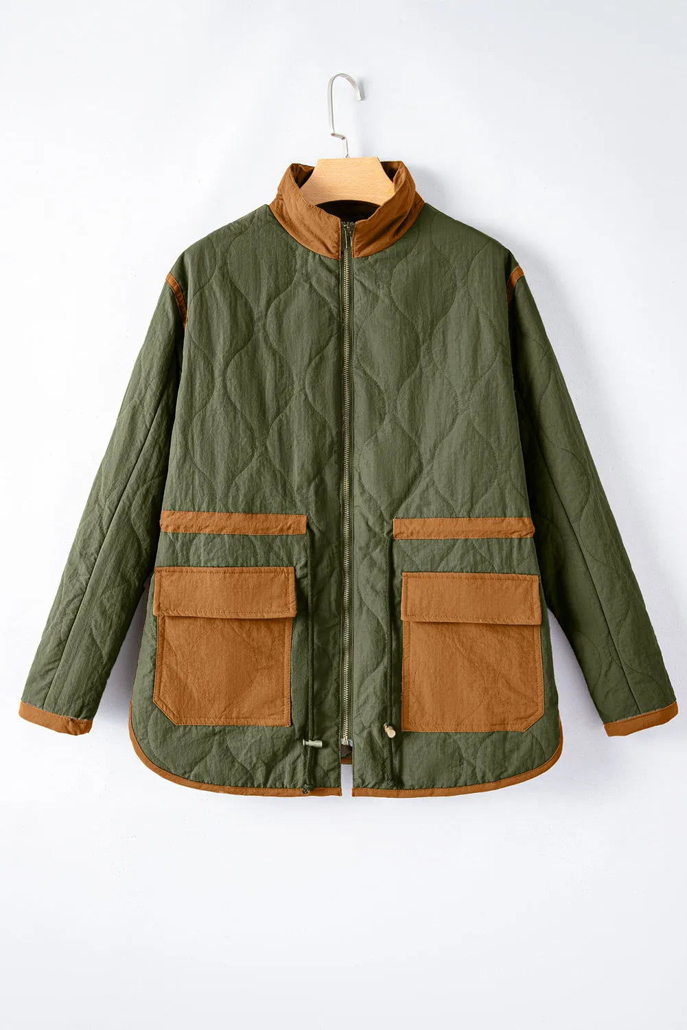 Green Stitching Quilted Drawstring Jacket - Chic Meadow Boutique 