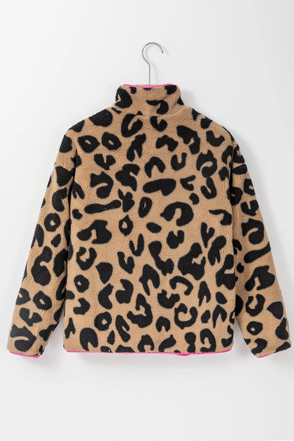 Leopard Colorblock Pocket Zipper Fuzzy Fleece Jacket - Chic Meadow Boutique 