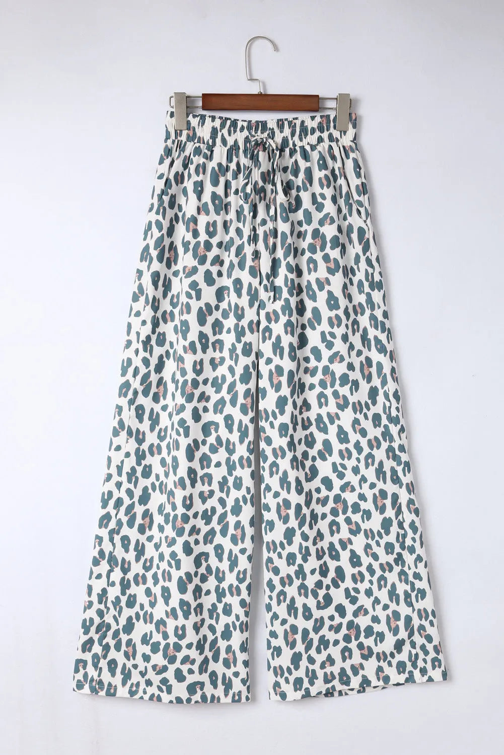 White Leopard Print Pocketed Wide Leg Pants - Chic Meadow Boutique 