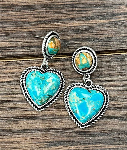 726429, Heart Gemstone Post Earrings