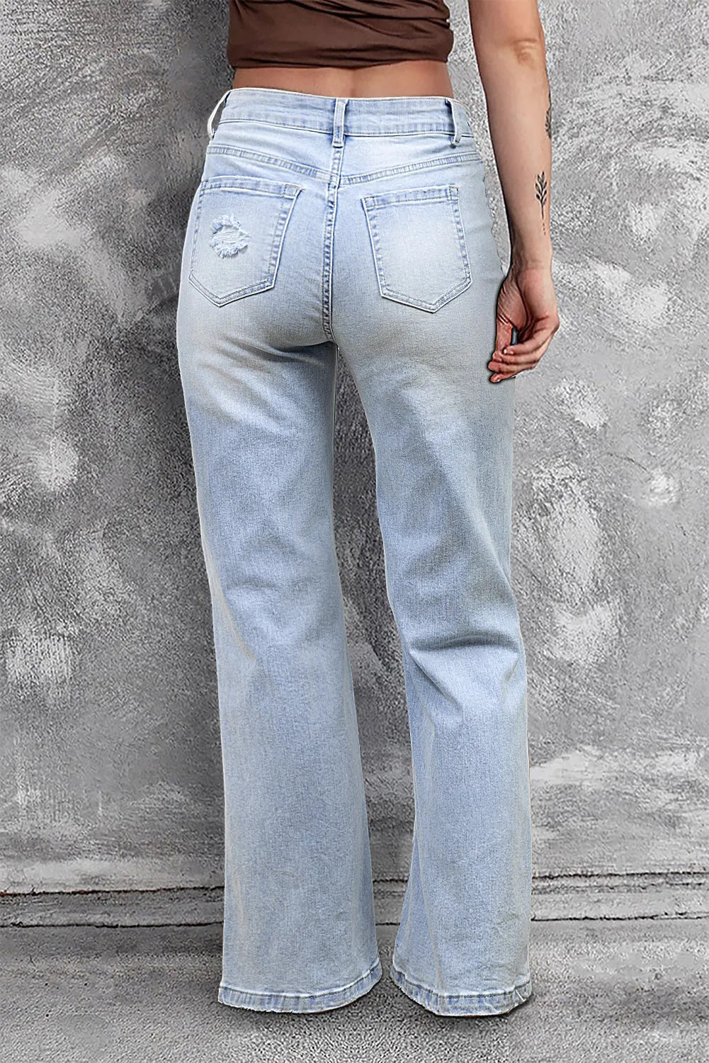 Beau Blue Vintage Light Wash Distressed Flare Jeans - Chic Meadow Boutique 