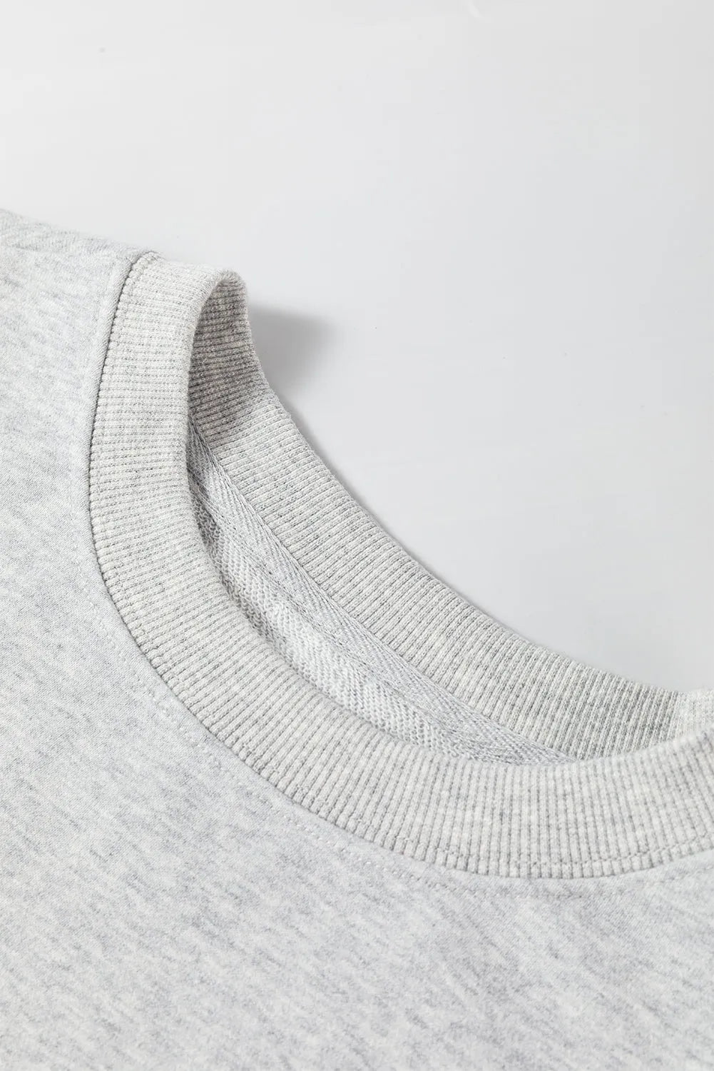 Light Grey Plain Drop Shoulder Crewneck Pullover Sweatshirt - Chic Meadow Boutique 