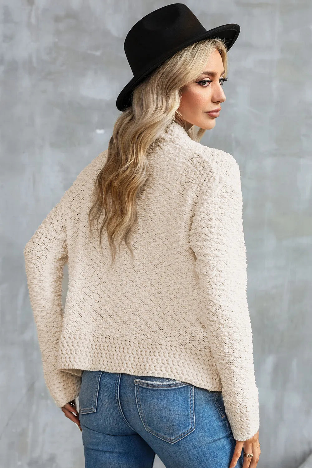 Apricot Popcorn Knit Open Front Cardigan - Chic Meadow Boutique 