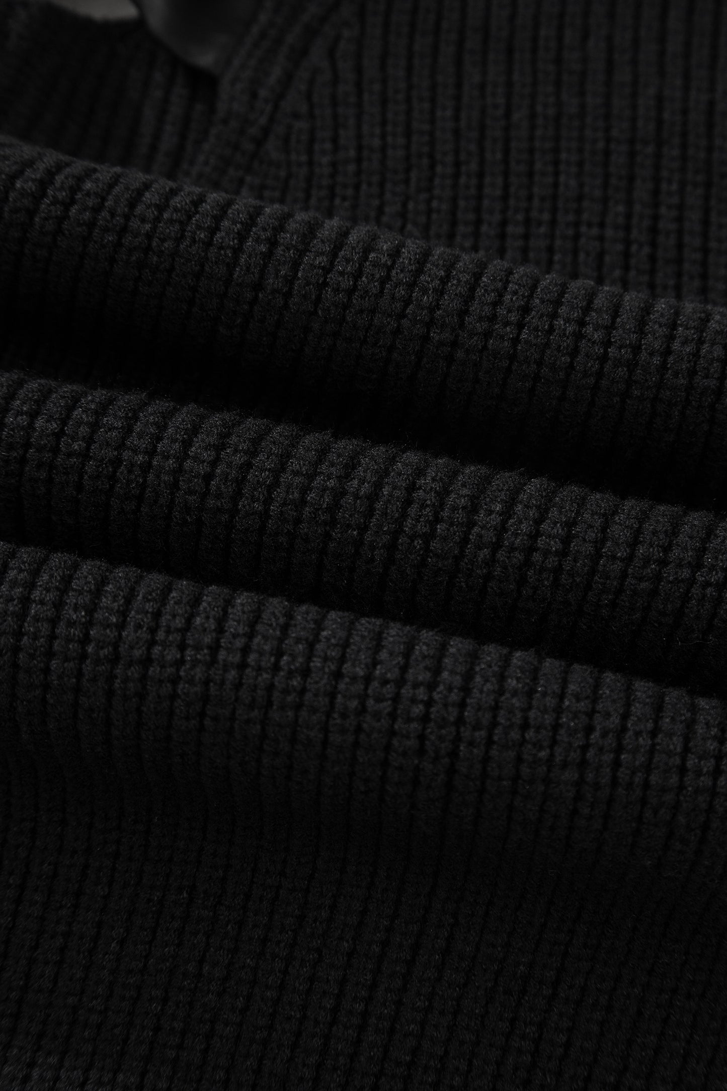 Black Ribbed Knit Ribbon Knot Backless Drop Shoulder Sweater