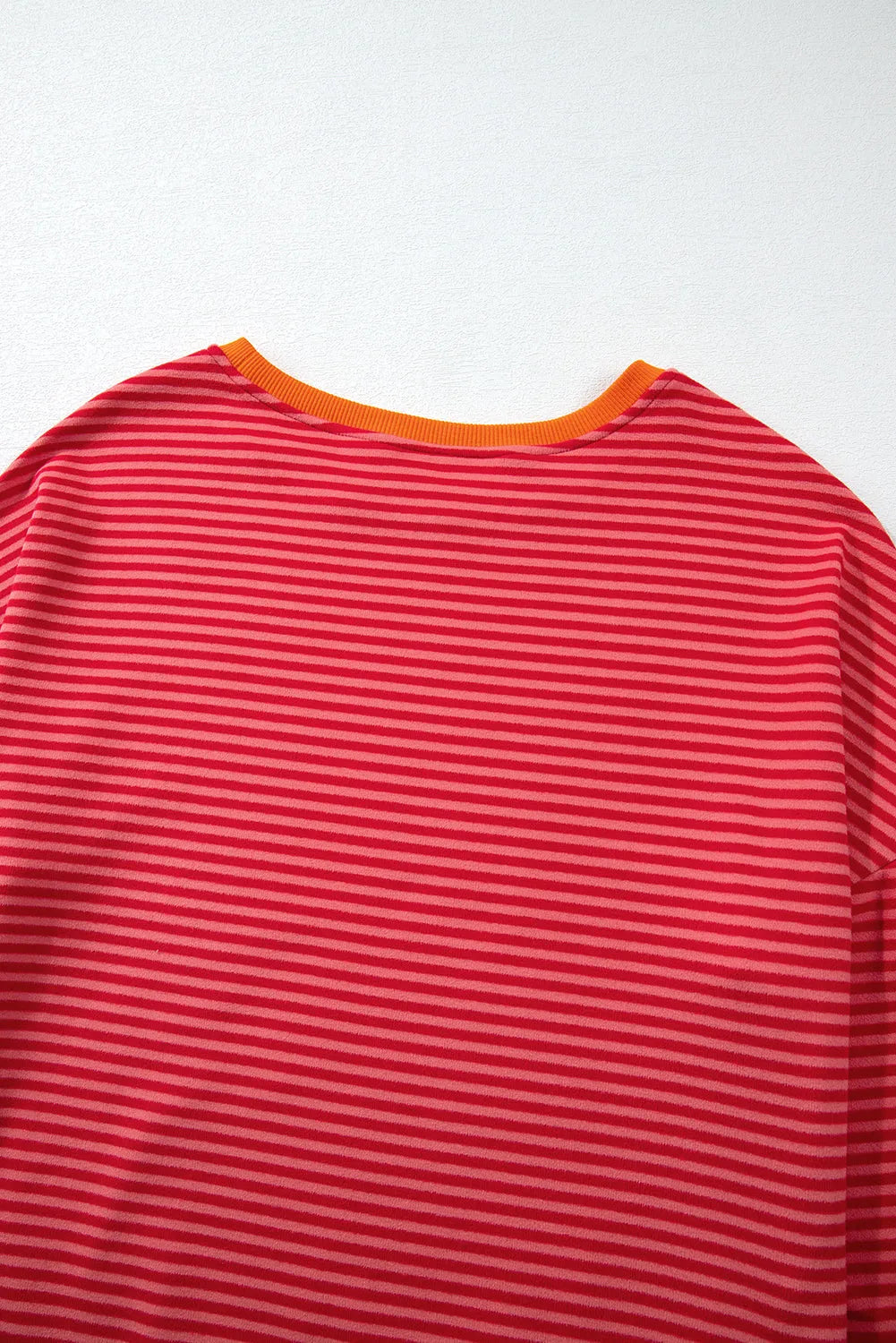 Tomato Red Two Tone Striped Side Buttons Drop Shoulder Top - Chic Meadow Boutique 