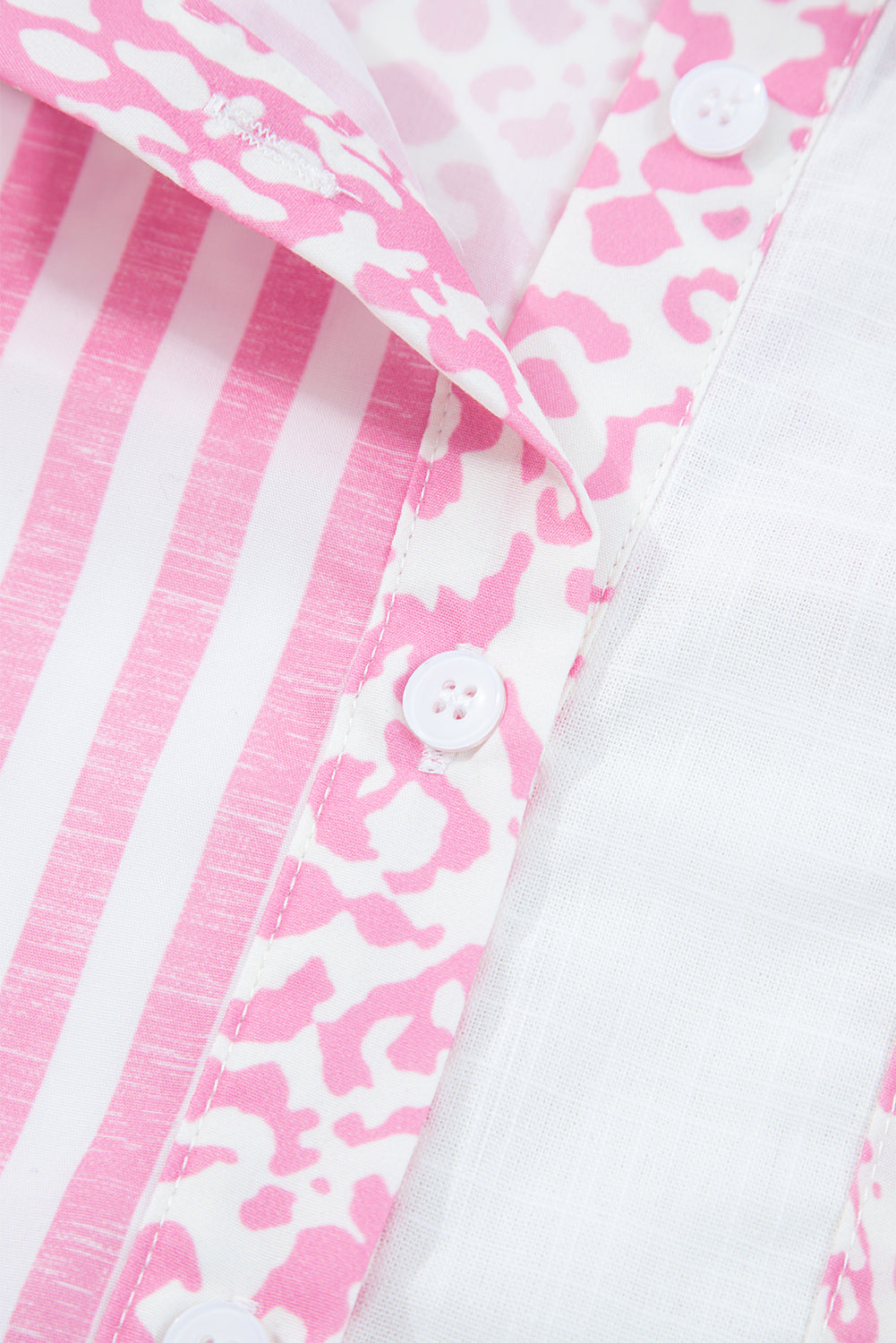 Pink Leopard Striped Western Casual Shirt