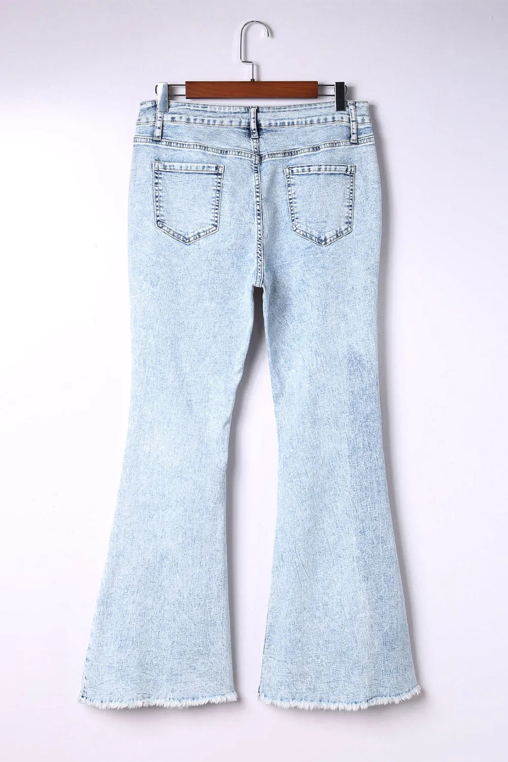 Sky Blue Distressed Acid Wash Flare Jeans - Chic Meadow Boutique 