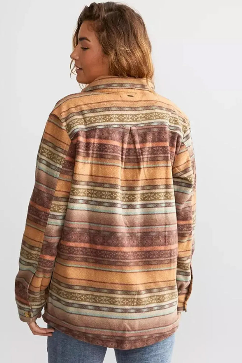 Brown Western Print Fleece Shacket - Chic Meadow Boutique 