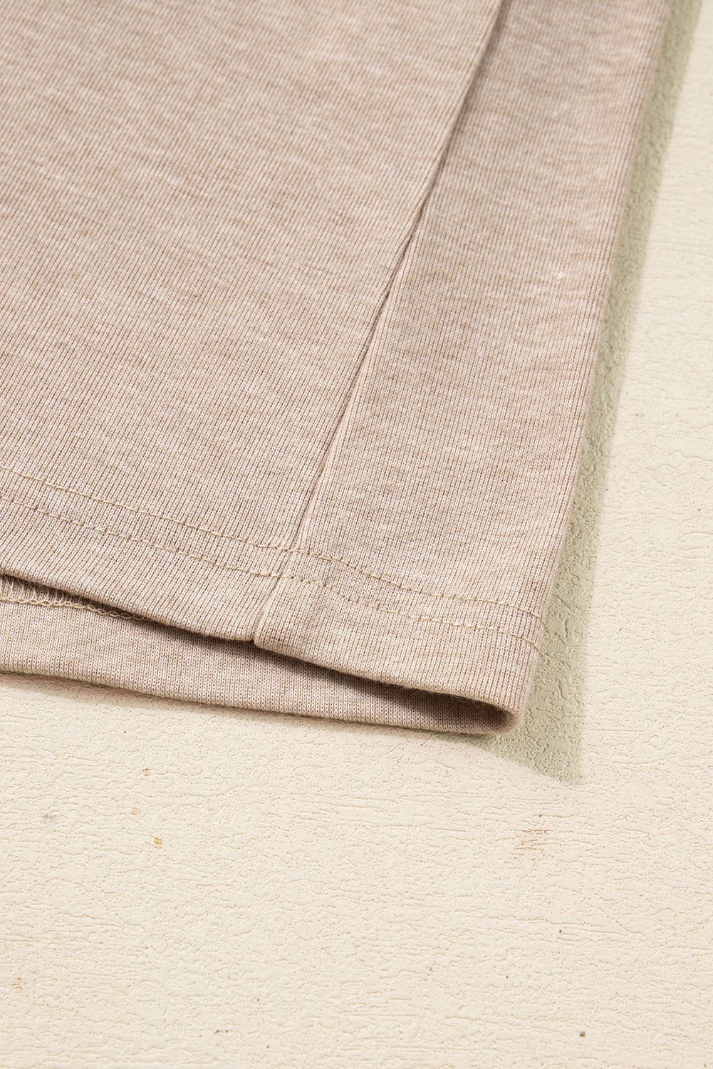 Oatmeal V Neck Contrast Lace Patchwork Long Sleeve Top