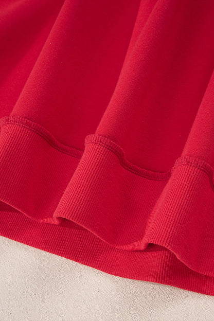 Racing Red Oversize Drop Shoulder Reversible Mock Neck Sweatshirt