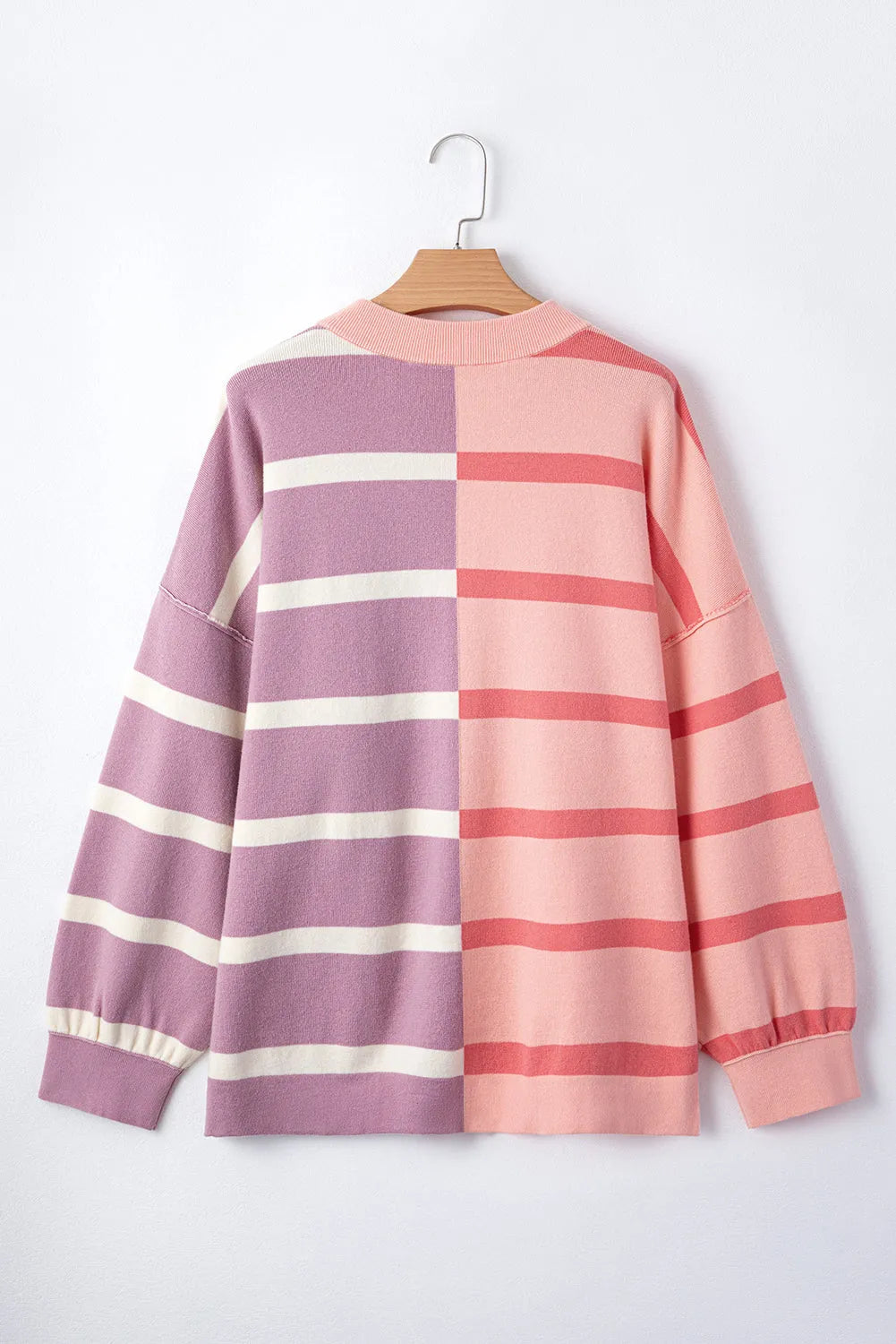 Pink Stripe Colorblock Oversized Sweater - Chic Meadow Boutique 