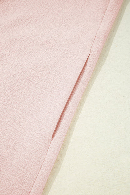 Light Pink Textured Flutter Sleeve Square Neck Bow Back Mini Dress