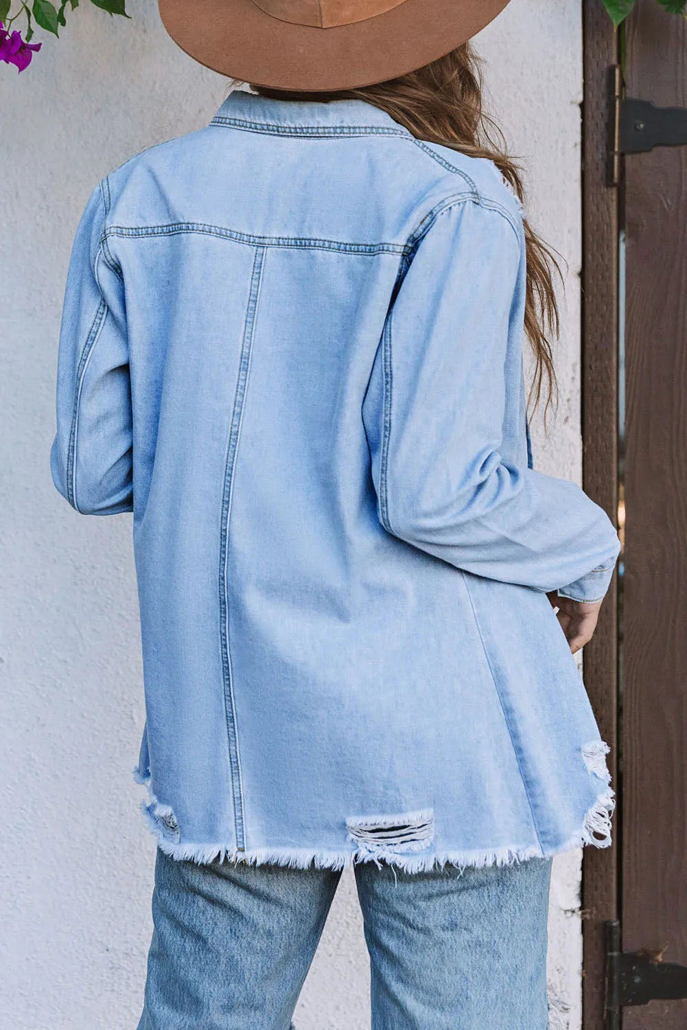 Fade Blue Ripped Denim Jacket - Chic Meadow Boutique 