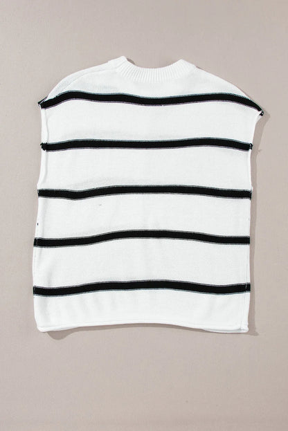 White Striped Batwing Sleeve Sweater Tee - Chic Meadow Boutique 