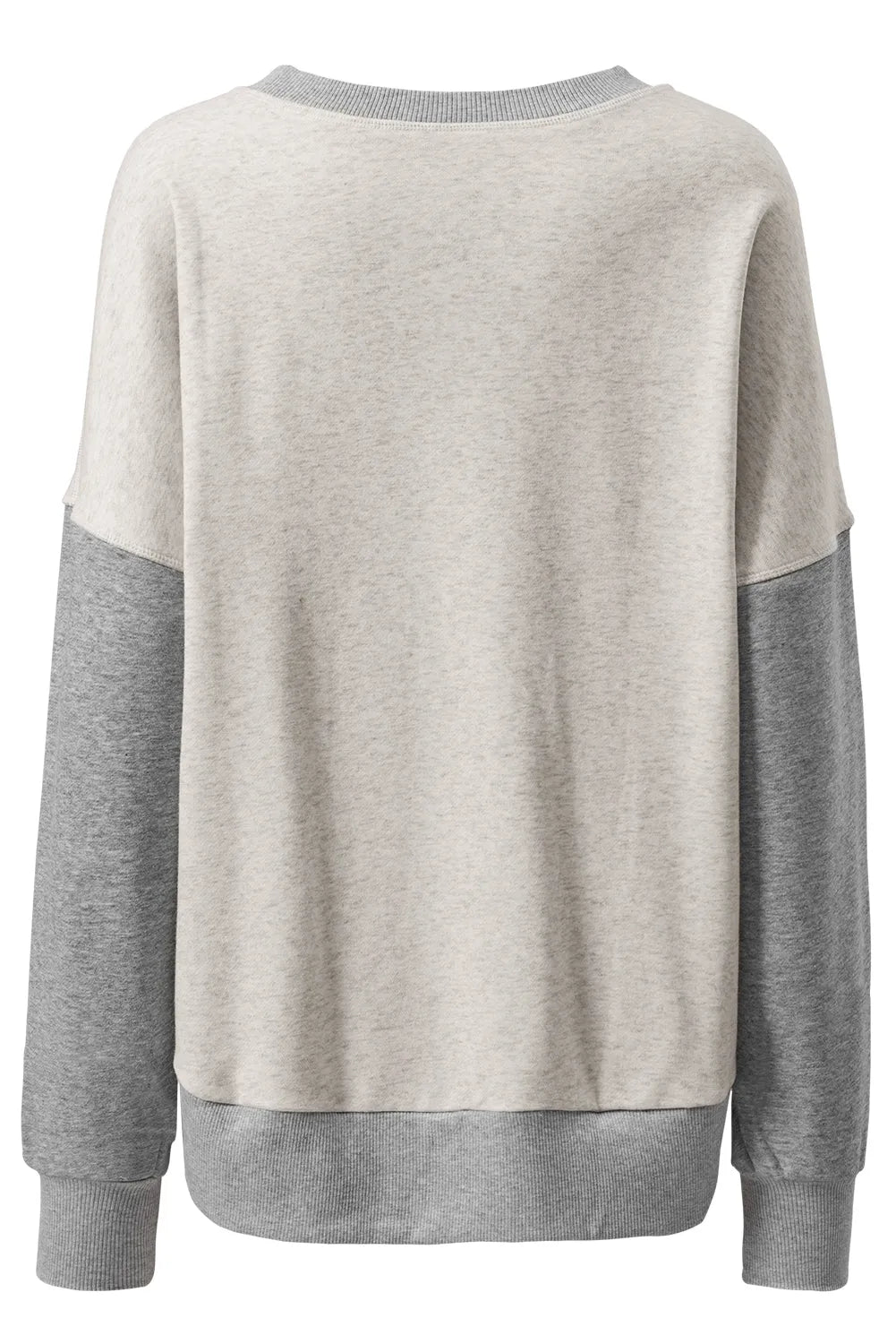 Light Grey Color Block Thumbhole Sleeve Drop Shoulder Sweatshirt - Chic Meadow Boutique 