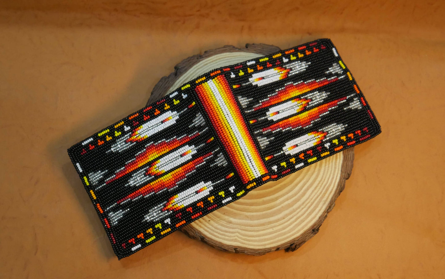 Black Handmade Beaded Bifold Wallet Gift of Men Gift for her