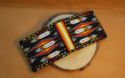 Black Handmade Beaded Bifold Wallet Gift of Men Gift for her