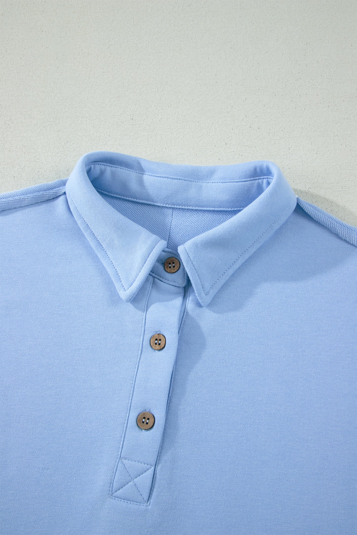 Mist Blue Loose Polo Tee Elastic Waist 2pcs Short Set