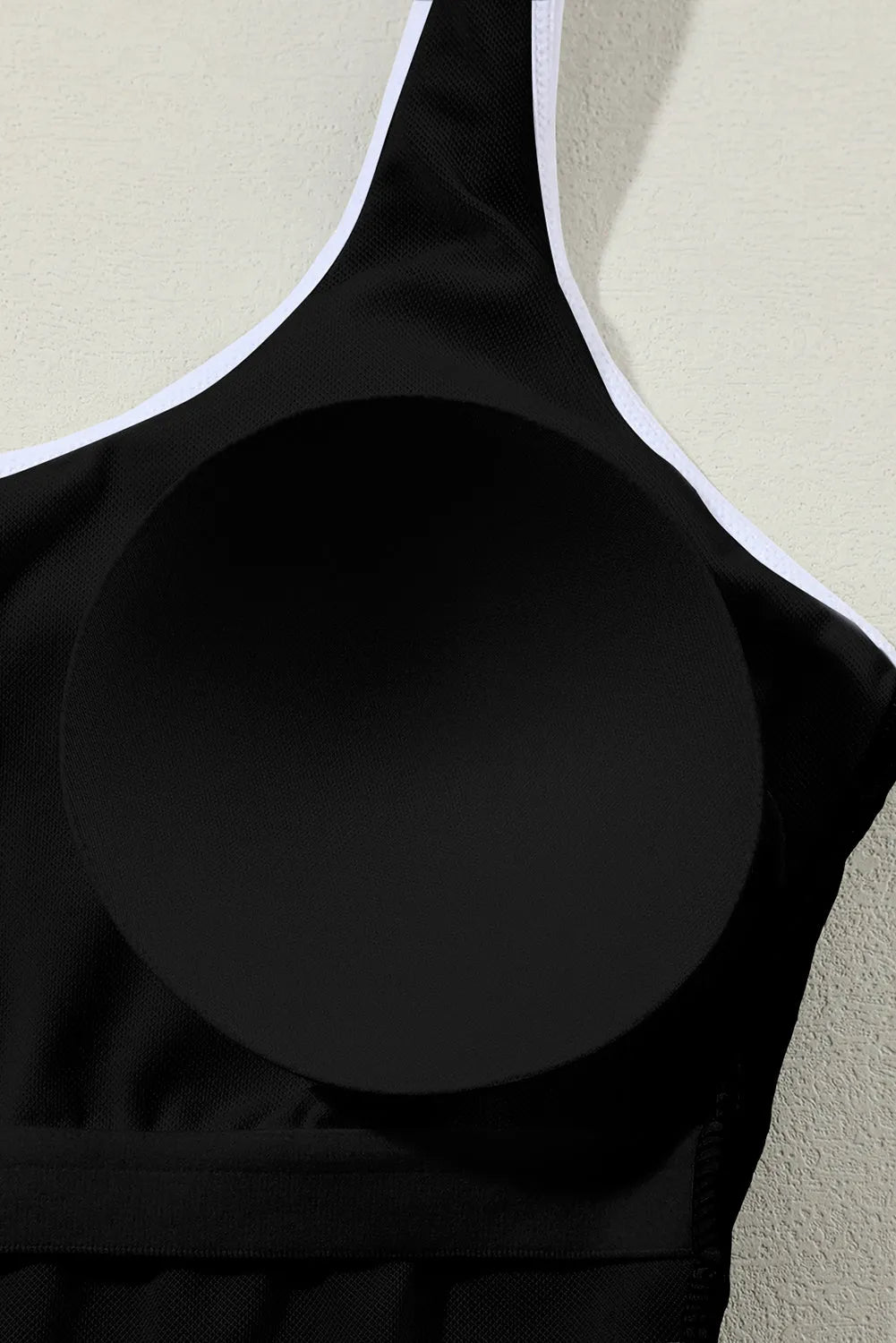 Black Contrast Trim Colorblock U Neck One Piece Swimwear - Chic Meadow Boutique 